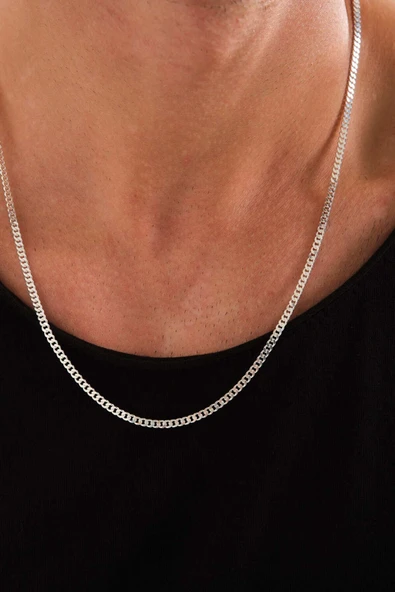ANDA 925 Ayar Gümüş Unisex Gurmet Zincir Kolye 3mm ürün görseli 1