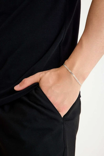 ANDA 925 Ayar Gümüş Unisex Barlı Bileklik 2mm ürün görseli 1