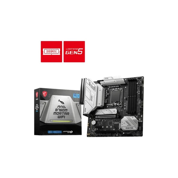 MSI MAG B760M Mortar Wi-Fi Intel LGA1700 DDR5 Micro ATX Anakart - TESHİR ürün görseli 1