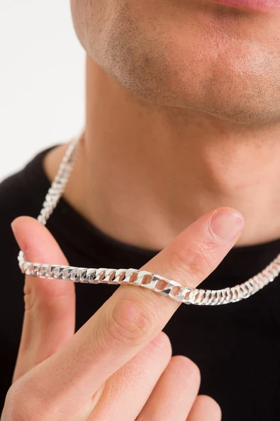 ANDA 925 Ayar Gümüş Orijinal Italyan Kare Gurmet Kolye 5.8 Mm 60 Cm ürün görseli 1
