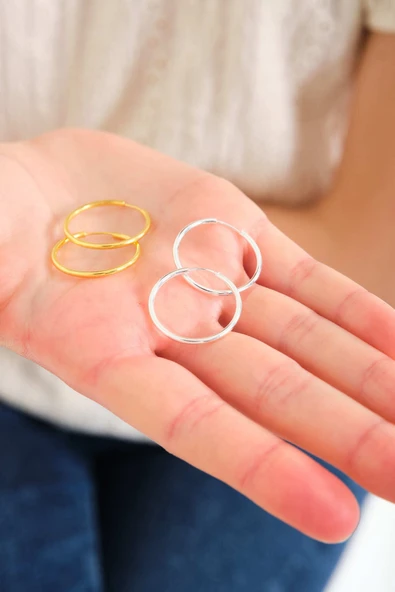 ANDA 925 Ayar Gümüş 18k Altın Kaplama Halka Küpe 2.5 Cm ürün görseli 1