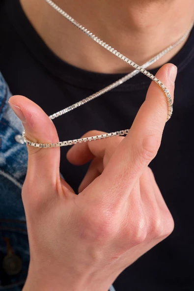 ANDA 925 Ayar Gümüş Unisex Küp Zincir Kolye 2.5 Mm ürün görseli 1