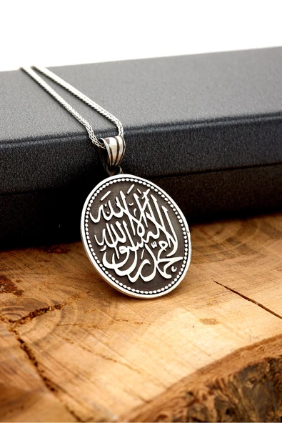 ANDA 925 Ayar Gümüş "La İlahe İllallah Muhammedun Rasulallah"  Kelime i Tevhid Kolye ürün görseli 1