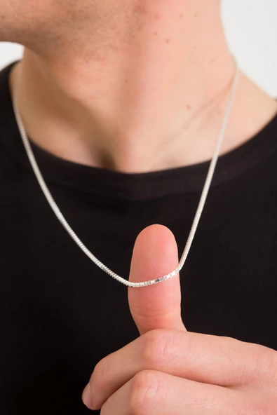 ANDA 925 Ayar Gümüş Unisex Küp Zincir Kolye 1.8 Mm ürün görseli 1