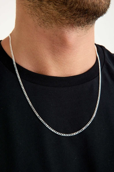 ANDA 925 Ayar Gümüş Unisex Gurmet Zincir Kolye 3 mm 60 cm ürün görseli 1