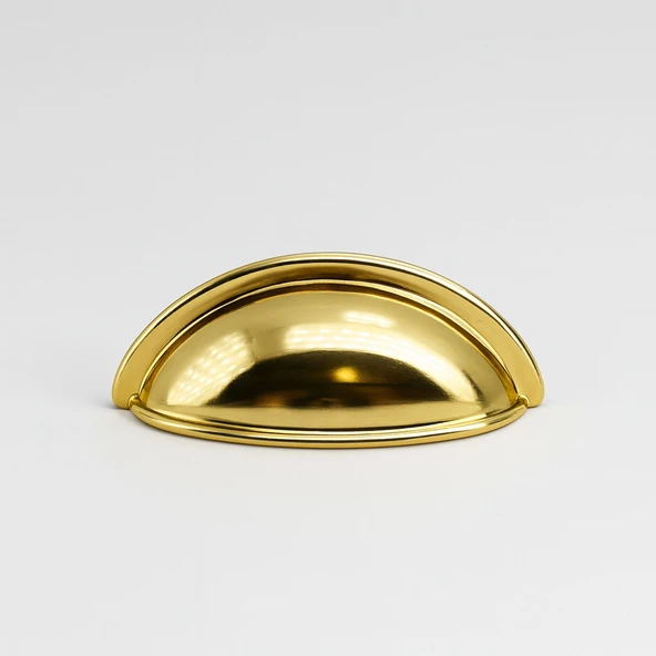 Çanak Kulp 64 mm Gold Altın Renk Metal Mobilya Çekmece Dolap Kapak Kulpu Modern Mutfak Kulpları ürün görseli 1