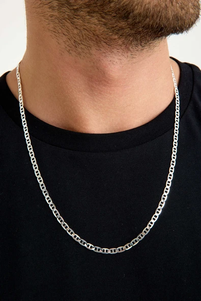 ANDA 925 Ayar Gümüş Unisex Barlı Kolye 4 Mm 60 cm ürün görseli 1