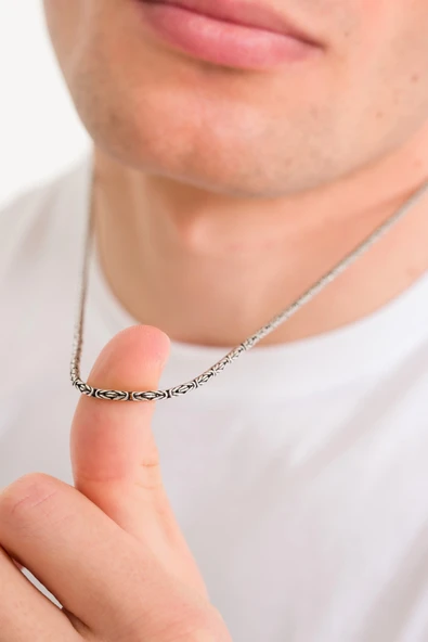 ANDA 925 Ayar Gümüş Oksitli Yuvarlak Kral Kolye 2.0 Mm ürün görseli 1