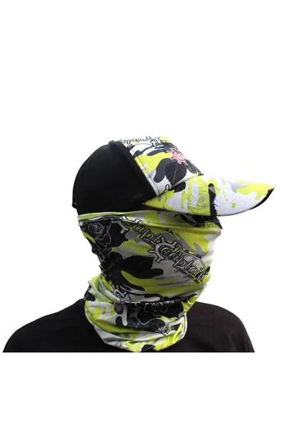 Fisherman Style Camo Green SET Cap+Eldiven+Kolluk+Buff - Resim 2