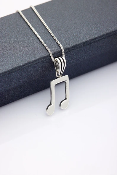 ANDA 925 Ayar Gümüş Unisex Nota Kolye Müzik Kolye ürün görseli 1