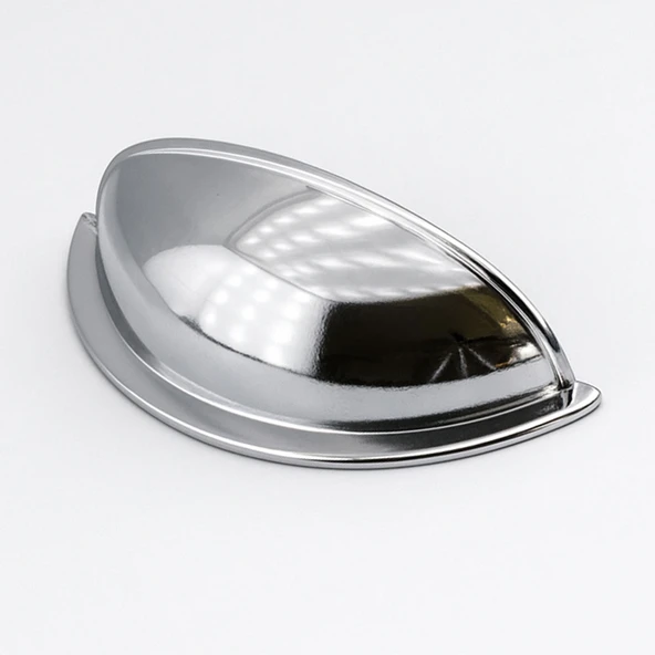 Çanak Kulp 64 mm Krom Gümüş Renk Metal Mobilya Çekmece Dolap Kapak Kulpu Modern Mutfak Kulpları ürün görseli 1