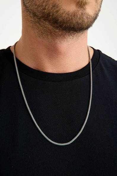 ANDA 925 Ayar Gümüş Oksitli Yuvarlak Kalın Tilki Kuyruğu Kolye 2.7 mm ürün görseli 1