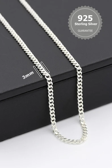 Kristal Goldenlife 925 Ayar Gümüş 3 mm Gurmet Erkek Kolye ürün görseli 1