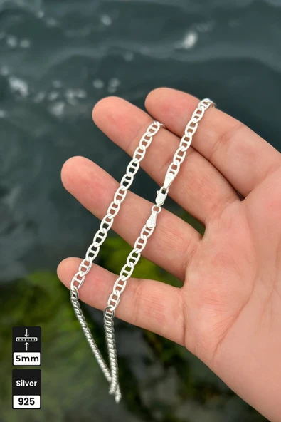 Mios Silver 5mm Gurmet 925 Ayar Gümüş Zincir Kolye ürün görseli 1