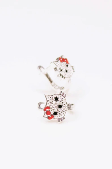 ANDA 925 Ayar Gümüş Hello Kitty Çocuk Küpesi ürün görseli 1