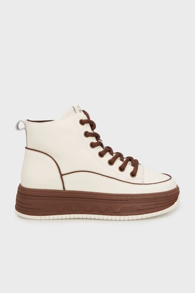 Guja 25K335 Kadın Hakiki Deri Parçalı Kısa Boyunlu Sneaker Bot ürün görseli 1