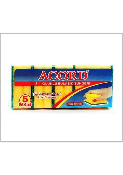 Acord Oluklu Bulaşık Süngeri 5'li ürün görseli 1