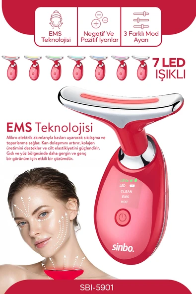 Sinbo SBI-5901 Yüz ve Boyun Bölgesi Sıkılaştırıcı - Kırmızı ürün görseli 1