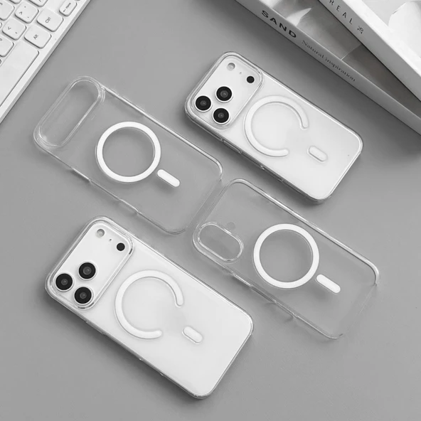iPhone 17 Pro Max Magsafe Uyumlu Şeffaf Sert PC Kılıf - Resim 2