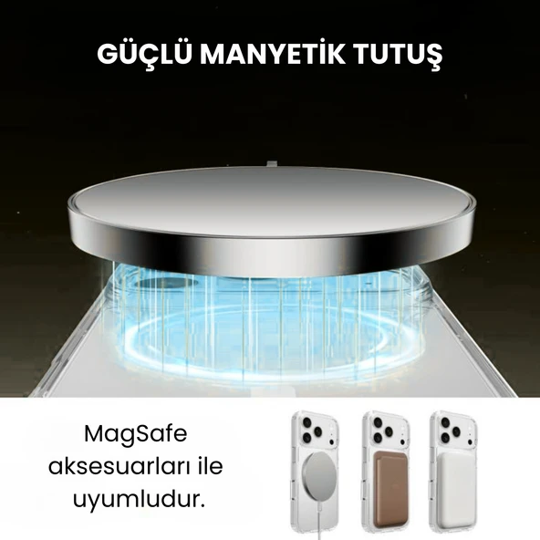 iPhone 17 Pro Max Magsafe Uyumlu Şeffaf Sert PC Kılıf - Resim 3