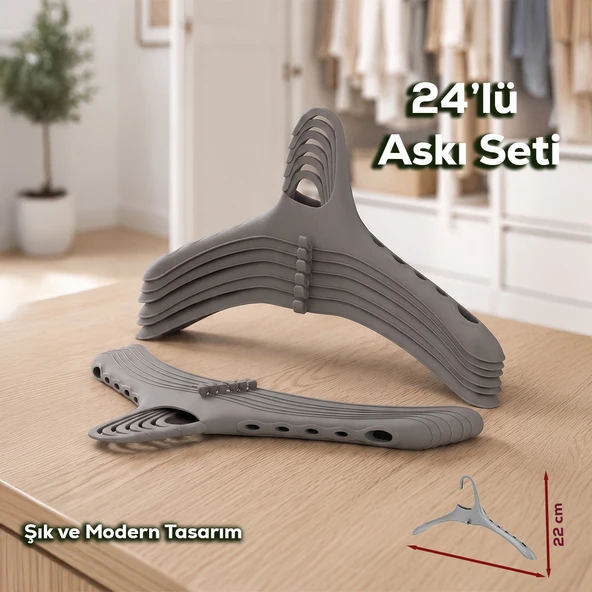 Porsima Harmoni 24 Adet Dolap Içi Düzenleyici Organizer İç İçe Geçen Askı Tişört Gömlek Elbise Askısı Beyaz ürün görseli 1