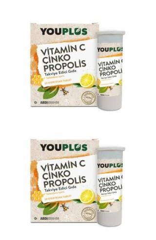 You plus Vitamin C Çinko Propolis Effervesan 20 Tablet | 2 Adet ürün görseli 1