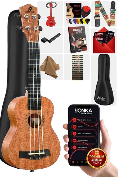 Rennes RD-24 Concert Ukulele (Çanta Capo Askı Metod Pena) ürün görseli 1