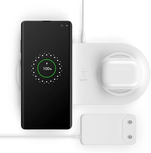 Belkin WIZ002VFWH Dual Beyaz Kablosuz Şarj Aleti Outlet ürün görseli 1