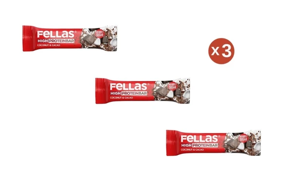 Fellas Yüksek Protein Bar - Hindistan Cevizli ve Kakaolu 45g (3 Adet) ürün görseli 1