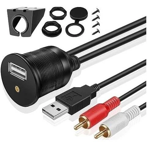 4825 Usb 2Rca 3.5mm Aux Araç İçi Kontrol Paneli Uzatma Ek Kablosu ürün görseli 1