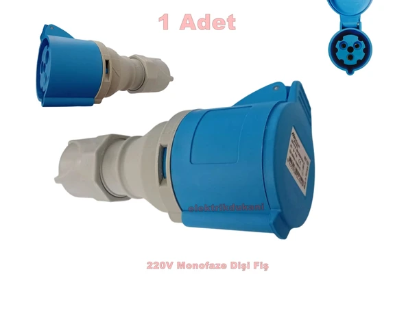 MUTLUSAN 3x32A CEE Norm Monofaze Seyyar Uzatma Prizi 2P+T IP44 (MUT-320 220v Volt Sanayi Tip Dişi Fiş) ürün görseli 1