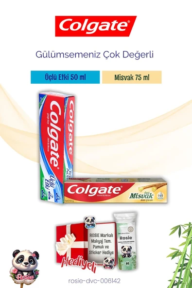 Colgate Diş Macunu Üçlü Etki, Misvak Özlü ve Rosie Pamuk ürün görseli 1
