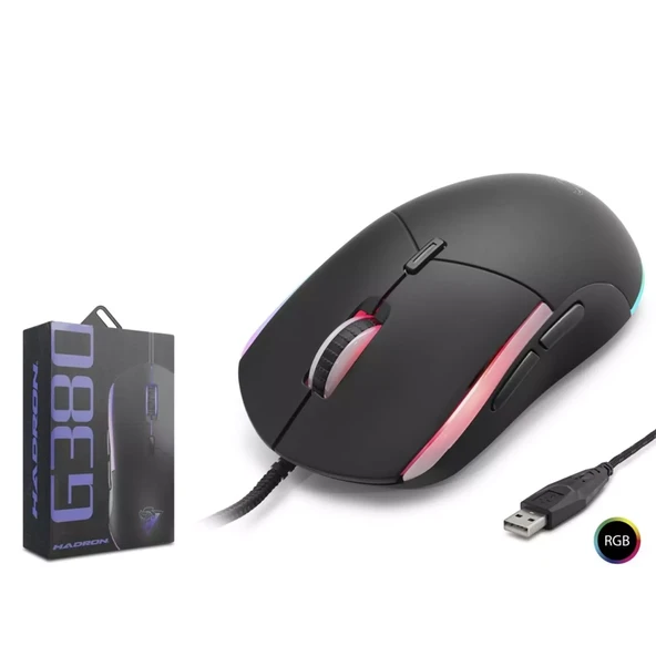 Hadron G380 Kablolu Oyuncu Mouse Rgb 3600Dpi Siyah ürün görseli 1