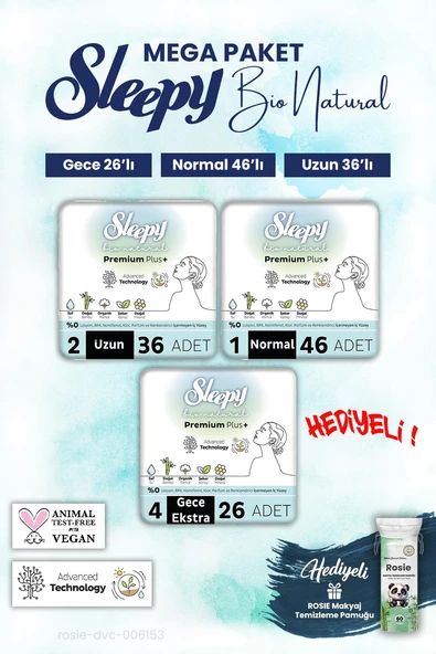 Sleepy Bio Natural Mega Paketler Ailesi ve Rosie Pamuk ürün görseli 1