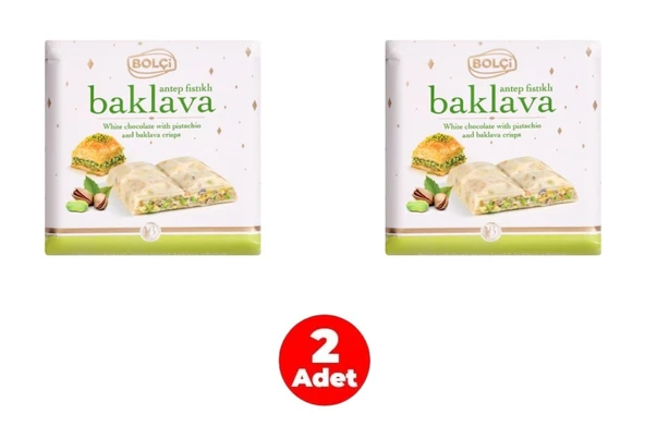 Bolçi Antep Fıstıklı Baklava Parçacıklı Beyaz Tablet Çikolata 70g (2 Adet) ürün görseli 1