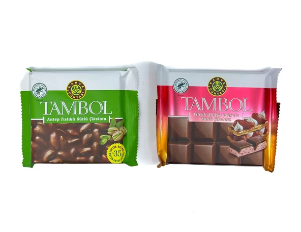 TAMBOL Antep Fıstıklı Sütlü Çikolata + Çilek Milföy Dolgulu Sütlü Çikolata ürün görseli 1