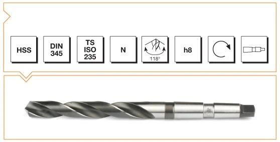 Makina Takım HSS DIN 345 RN Mors Konik Saplı Matkap Ucu 38.5 mm-MTE B00004003850 ürün görseli 1