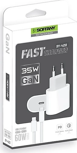 SY-420 Usb-c to Usb-c 35W Fast Şarj Seti Başlık ve Kablosu ürün görseli 1