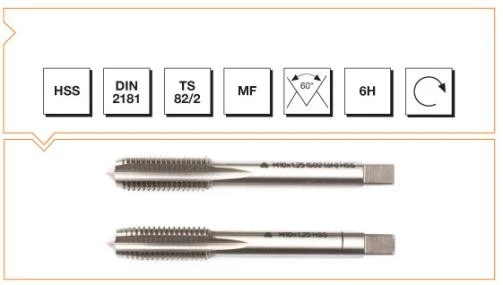 Makina Takım HSS DIN2181 2'li El Kılavuzu M12x1.25 (6H)-MTE B00102031200 ürün görseli 1