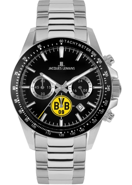 Jacques Lemans JL.BVB-06 Quartz Çelik Gri Siyah Kadran 10 ATM 42 mm Erkek Kol Saati ürün görseli 1