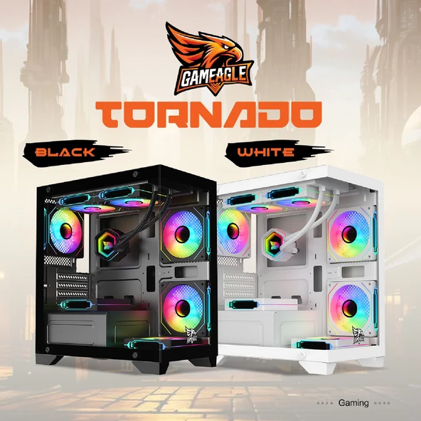 GAMEAGLE TORNADO BİLGİSAYAR KASASI / 750W + 80  POWER / 240 MM SIVI SOĞUTMA (SİYAH) ürün görseli 1