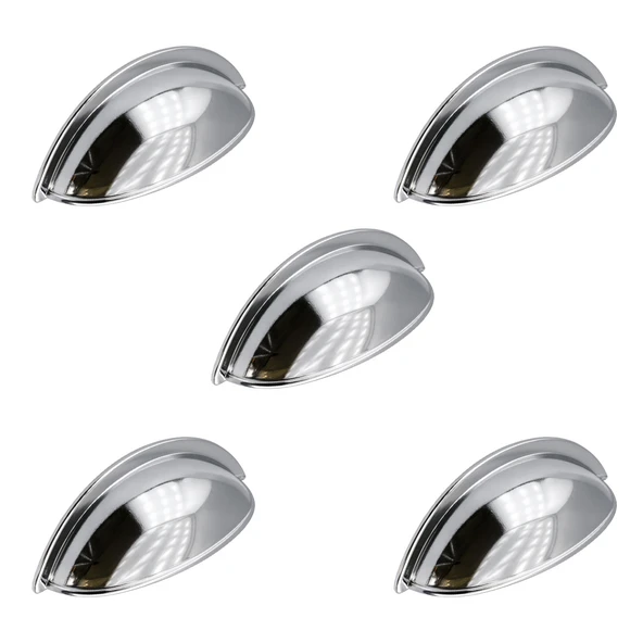 Çanak Kulp 5 ADET 64 mm Krom Gümüş Metal Mobilya Çekmece Dolap Kapak Kulpu Modern Mutfak Kulpları ürün görseli 1