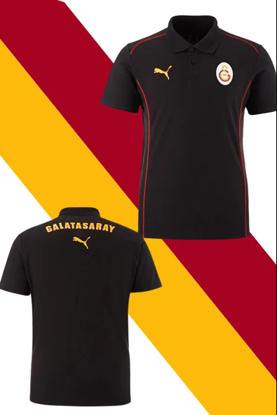 Galatasaray Orijinal Lisanslı A-Takım Polo Yaka Siyah T-Shirt ürün görseli 1