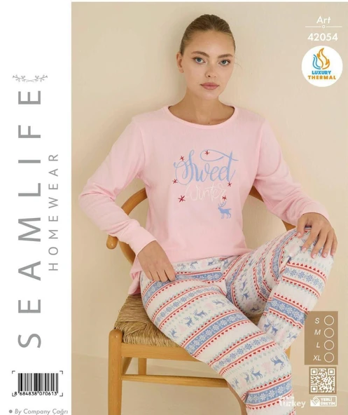 Seamlife Kadın Kışlık Termal Uzun Kollu Pijama Takımı ürün görseli 1