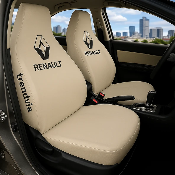 Renault Bej Renk Ön Arka Koltuk Kılıfı Penye Servis Tipi Araba Koltuk Koruyucu ürün görseli 1