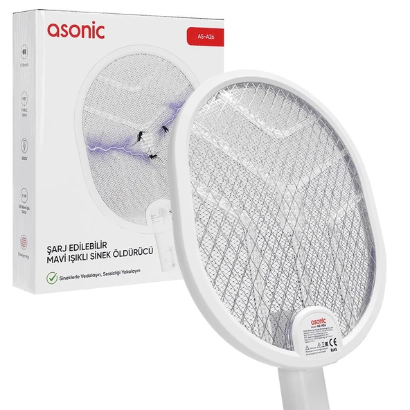 Asonic AS-A26 Katlanabilir Şarjlı Sinek Öldürücü Raket ürün görseli 1