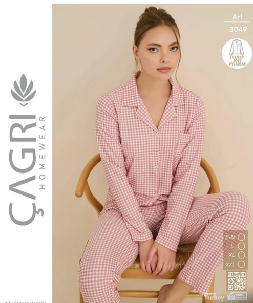 Çağrı Kadın Kışlık Süet Uzun Kollu Önü Düğmeli Pijama Takımı 3049 ürün görseli 1