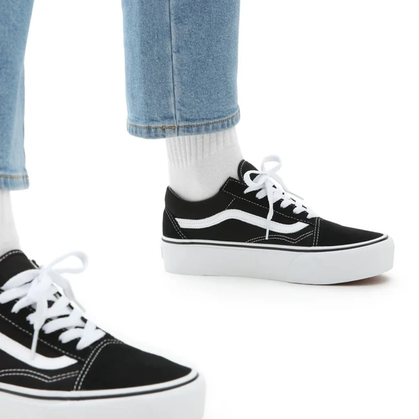 Vans Old Skool Platform Black White - Resim 3