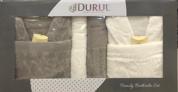 Durul Antik Kısmi Kadife Pamuklu 8 Parça Aile Bornoz Seti ürün görseli 1