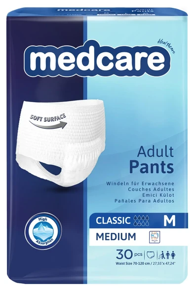MEDCARE Classic Emici Külot Yetişkin Hasta Bezi 6 Damla Medium M Beden  120 adet ürün görseli 1